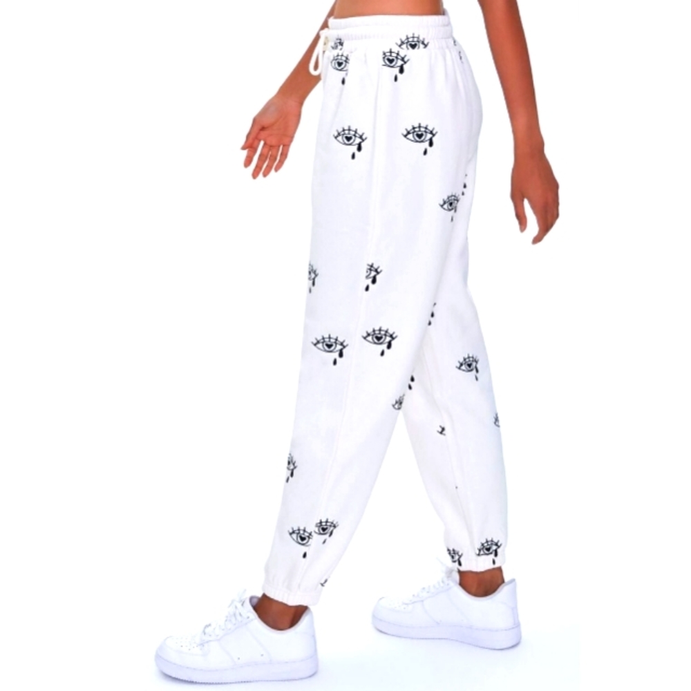 Forever21 white eyes pants sweatpants